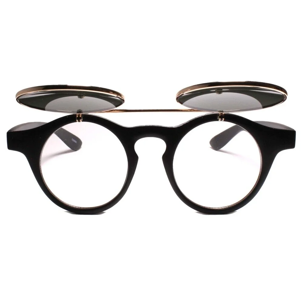 Lennon Dean Flip Up Classic Vintage Retro 60s 70s Sunglasses Matte Black Frame